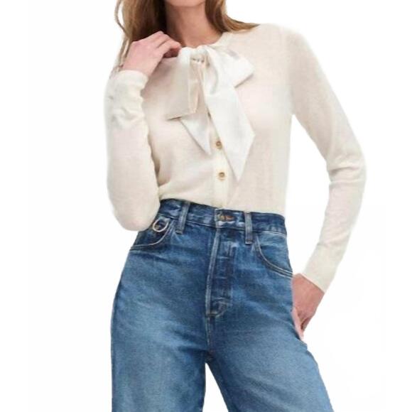 NEW FAVORITE DAUGHTER take a bow long sleeve cardigan in ivory